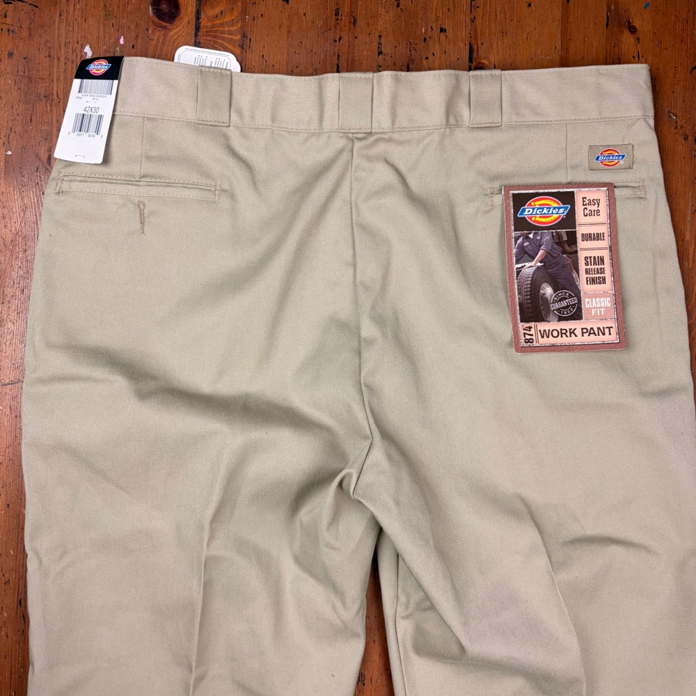 Dickies 874 Original Fit‎ Work Pants Mens 42x30 Khaki Tan Chino NWT Scotchguard - Picture 9 of 9